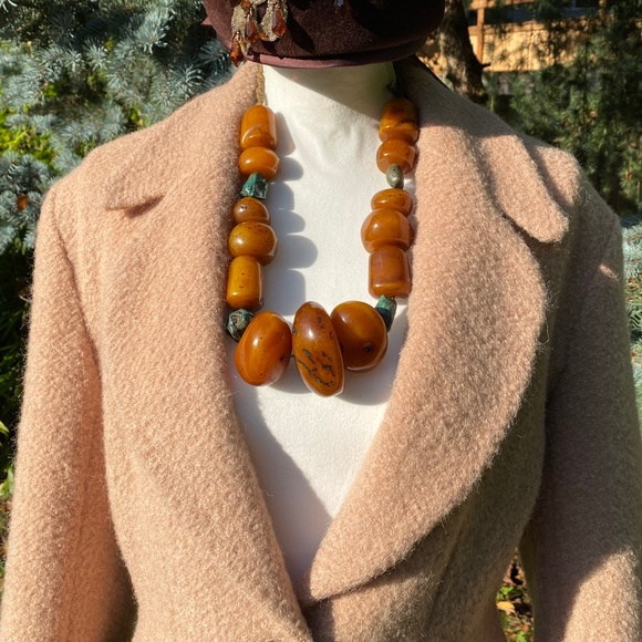 Vintage Wool-Mohair-Alpaga Winter Jacket Camel Tan Brown Oversize Cozy Blazer - Picture 8 of 8